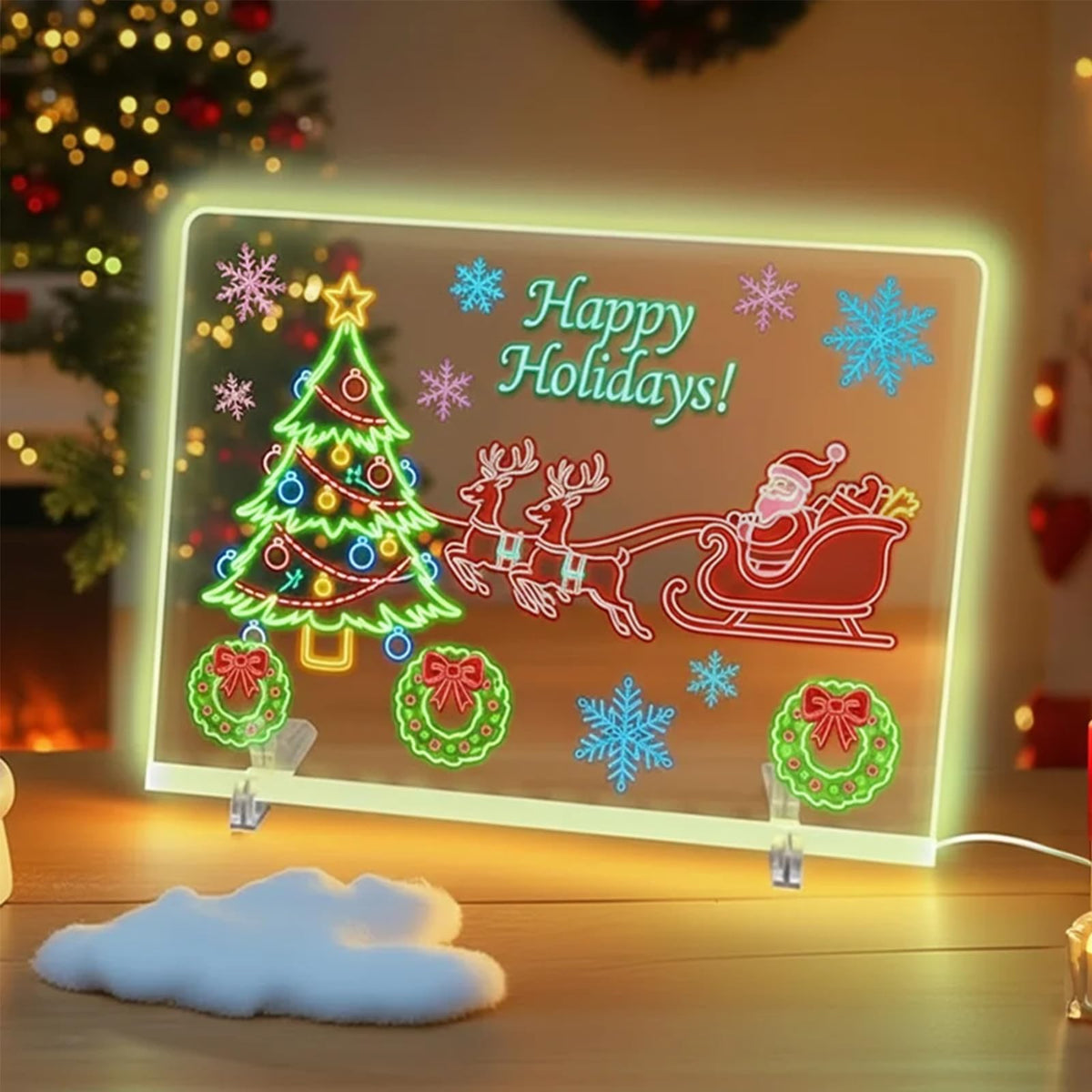 Lumiboard LED drawing board showing illumination mode activation for colorful art