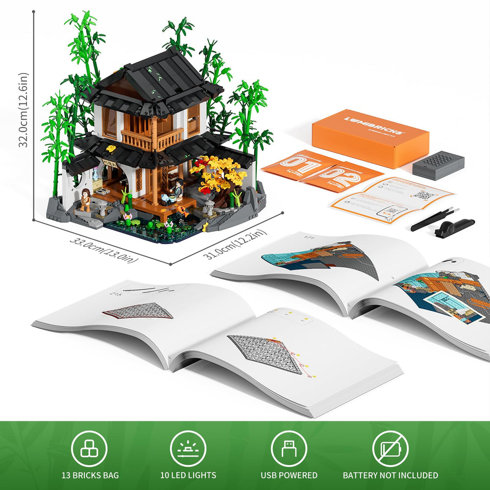 Lumibricks Bamboo-House Lighting Guqin Music Nook – inspires cultural display and cozy corners.