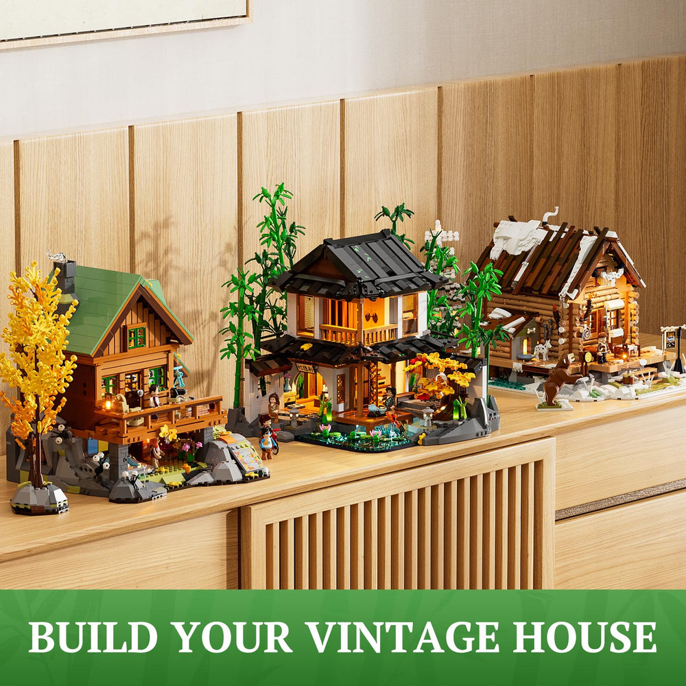 Lumibricks Bamboo-House Lighting Ink Painting Room – supports artistic storytelling in a home display.
