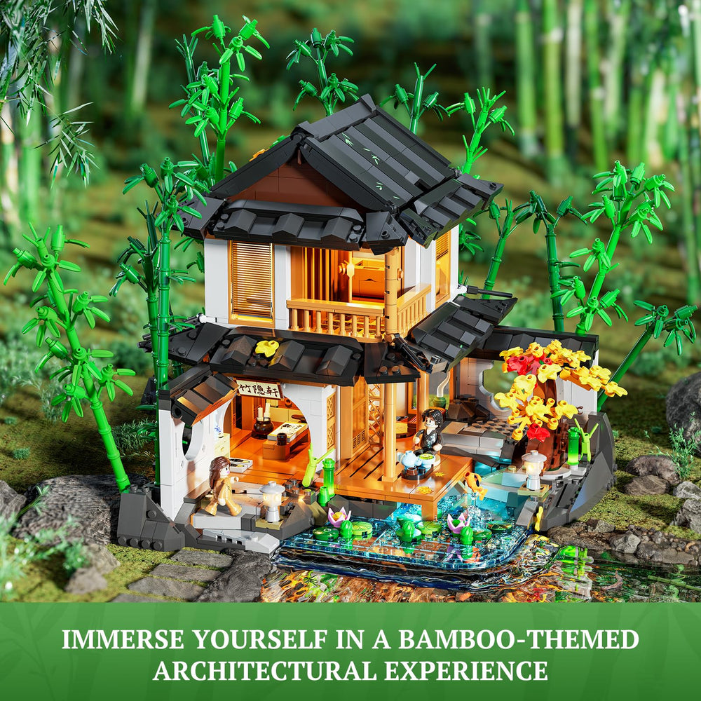Lumibricks Bamboo-House Lighting Tea Ceremony Area – perfect for contemplative desk scenes.