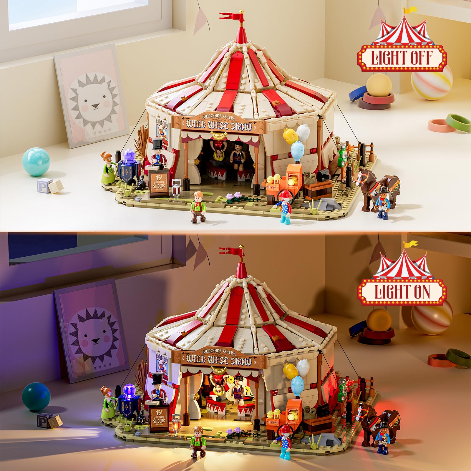 Lumibricks Bearded Lady mirror reflects light for whimsical character-focused play