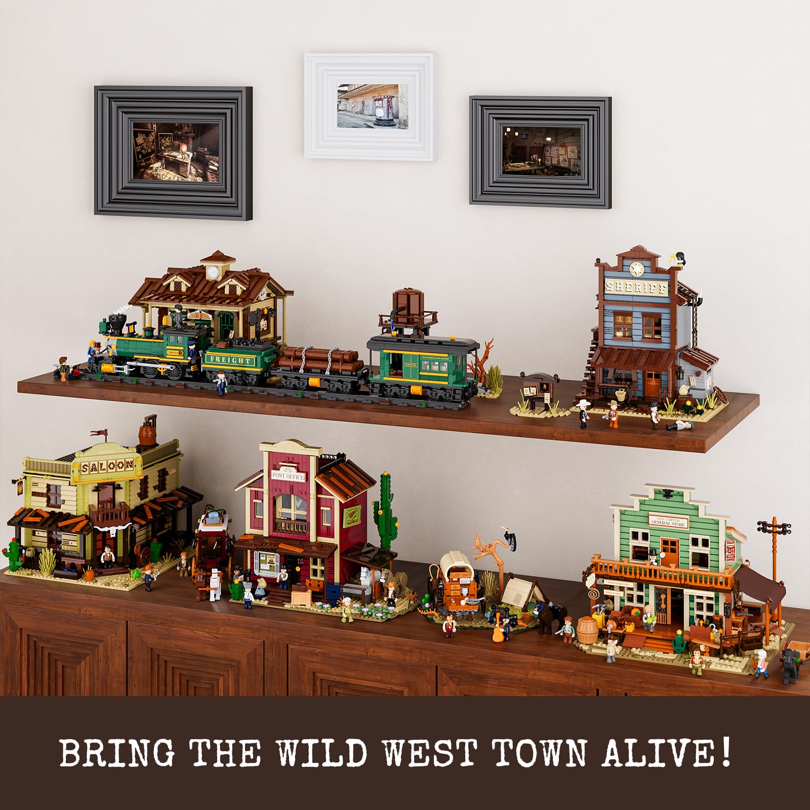 Lumibricks canvas tents create period shelter visuals for shelves.