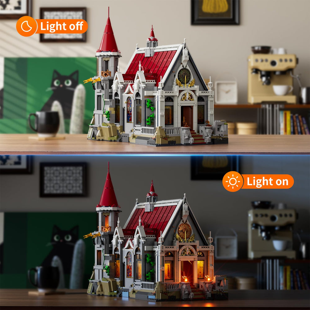 Lumibricks ceiling ornament details capture authentic medieval craftsmanship for display realism.