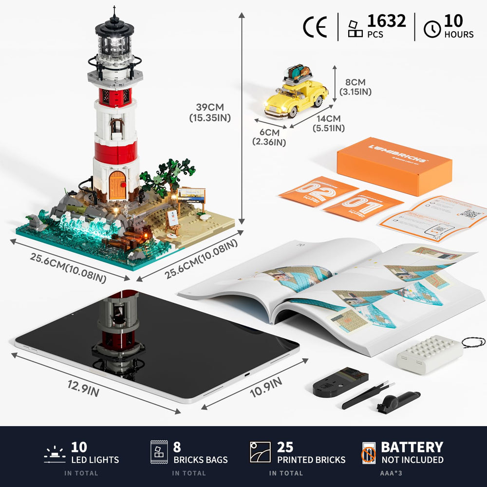 Lumibricks City Sunrise Lighthouse coastal-base anchors seaside display.