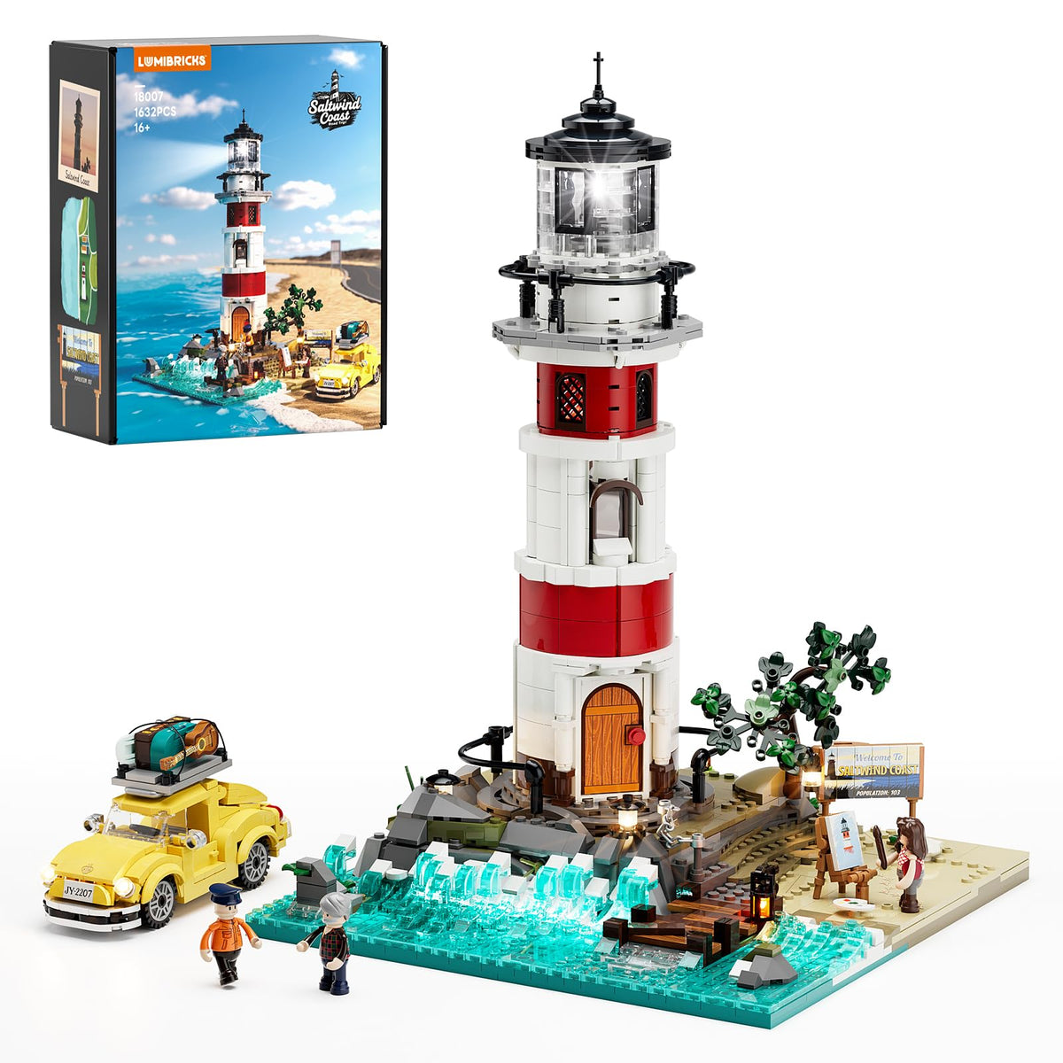Lumibricks City Sunrise Lighthouse exterior offers a classic coastal display piece.