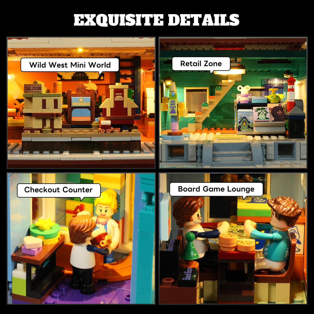 Lumibricks detachable facade and shelves enabling flexible layouts.