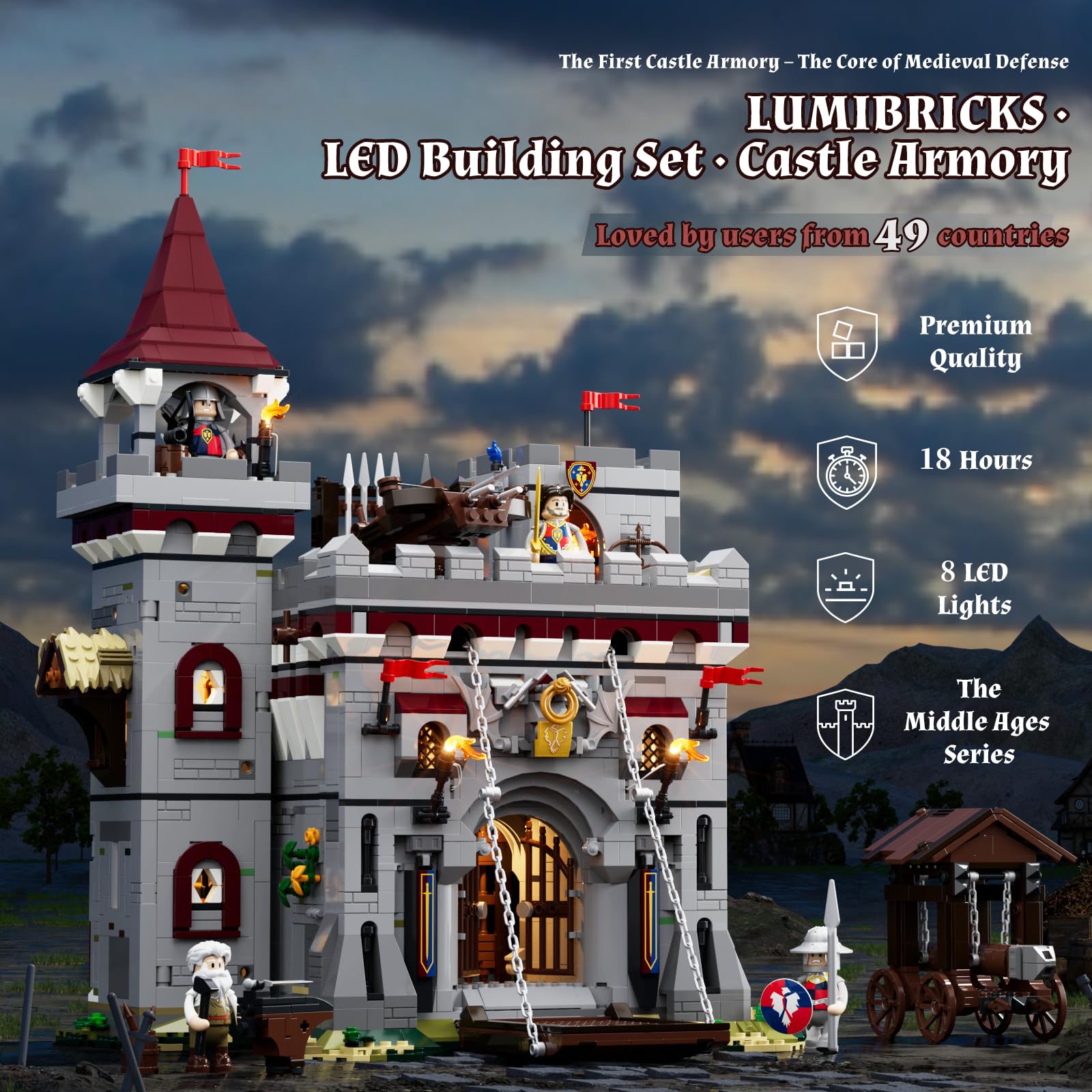 Lumibricks drawbridge mechanism highlights authentic access for storytelling.