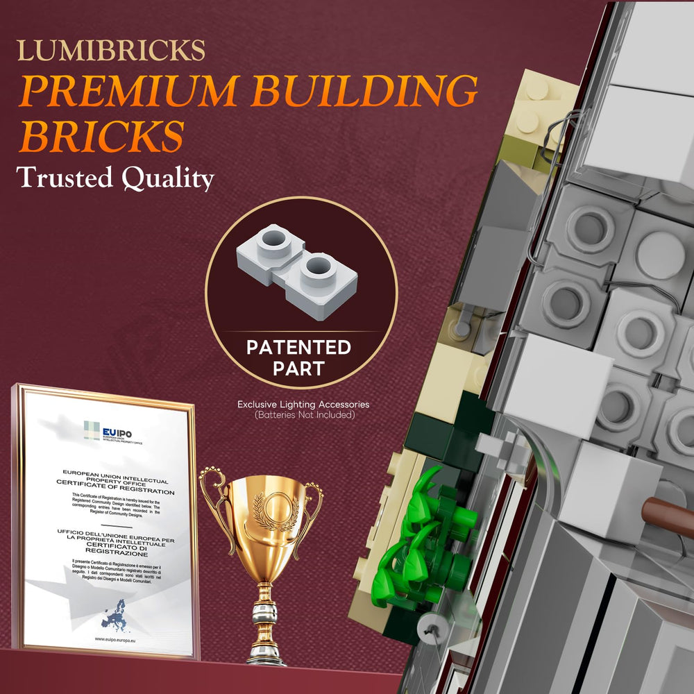 Lumibricks inner gate lift mechanism enables realistic fortress entry scenes.