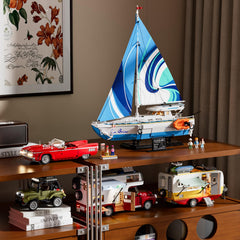 Lumibricks Low Rider Big Red Car wheel arches capture elongated stance and motion-ready aesthetics.