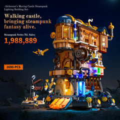 Lumibricks Mecha-Alchemist mechanical bird launch adds narrative action to display.
