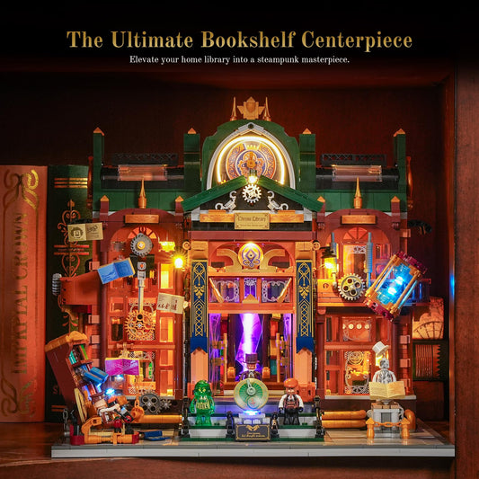 Lumibricks Steampunk glowing rift center shows a pulsating light for dramatic display.