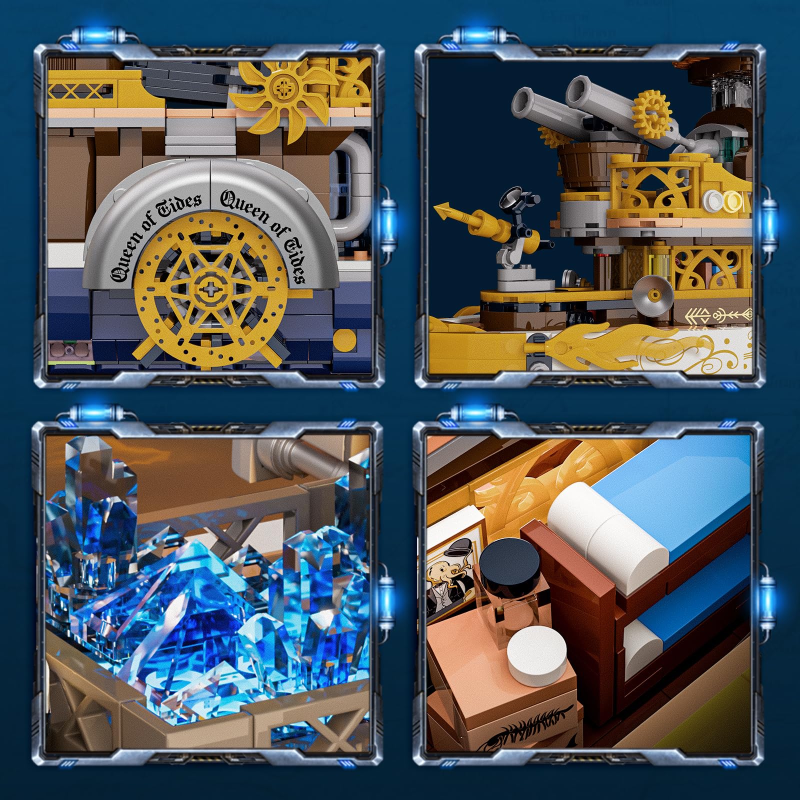 Lumibricks Steampunk Steamship chimney smoke stack adds atmospheric depth to the model