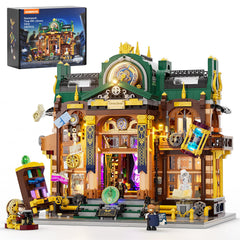 Lumibricks Steampunk Time-Rift Library front view highlights ornate Victorian details and collectability.