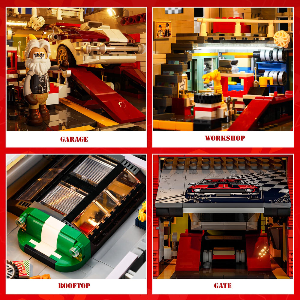 Lumibricks Street MOD Garage includes a 6-stud-wide car ready for customization.