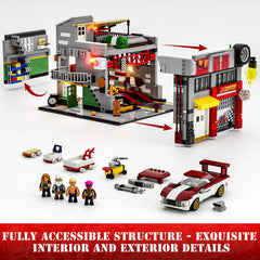 Lumibricks Street MOD Garage detachable wall enabling immersive build display.
