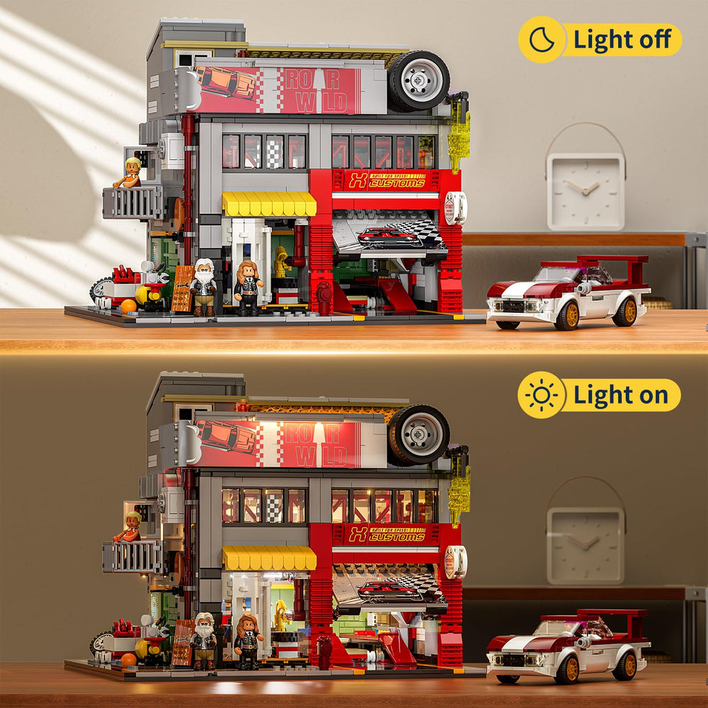 Lumibricks Street MOD Garage graffiti details add authentic road-art accents.