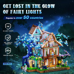 Lumibricks Sylvan-Inn lighting system adds warm color to your forest scene.