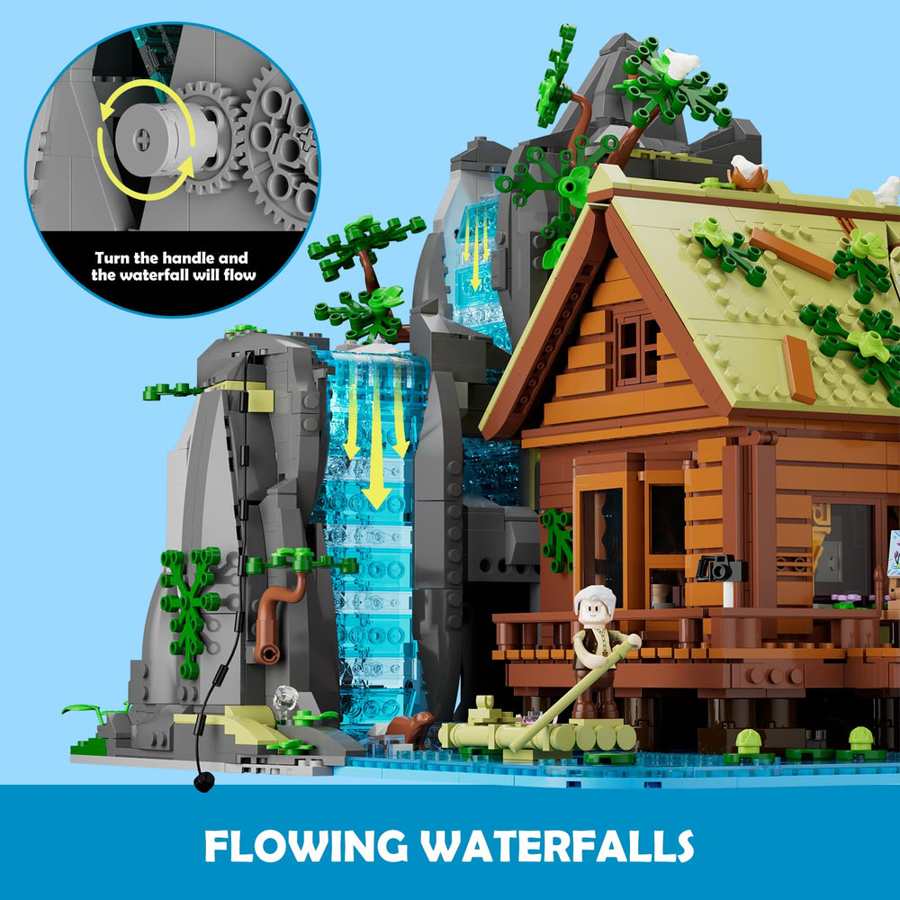 Lumibricks Vintage Cabin Interior on first floor with waterfront tea scene