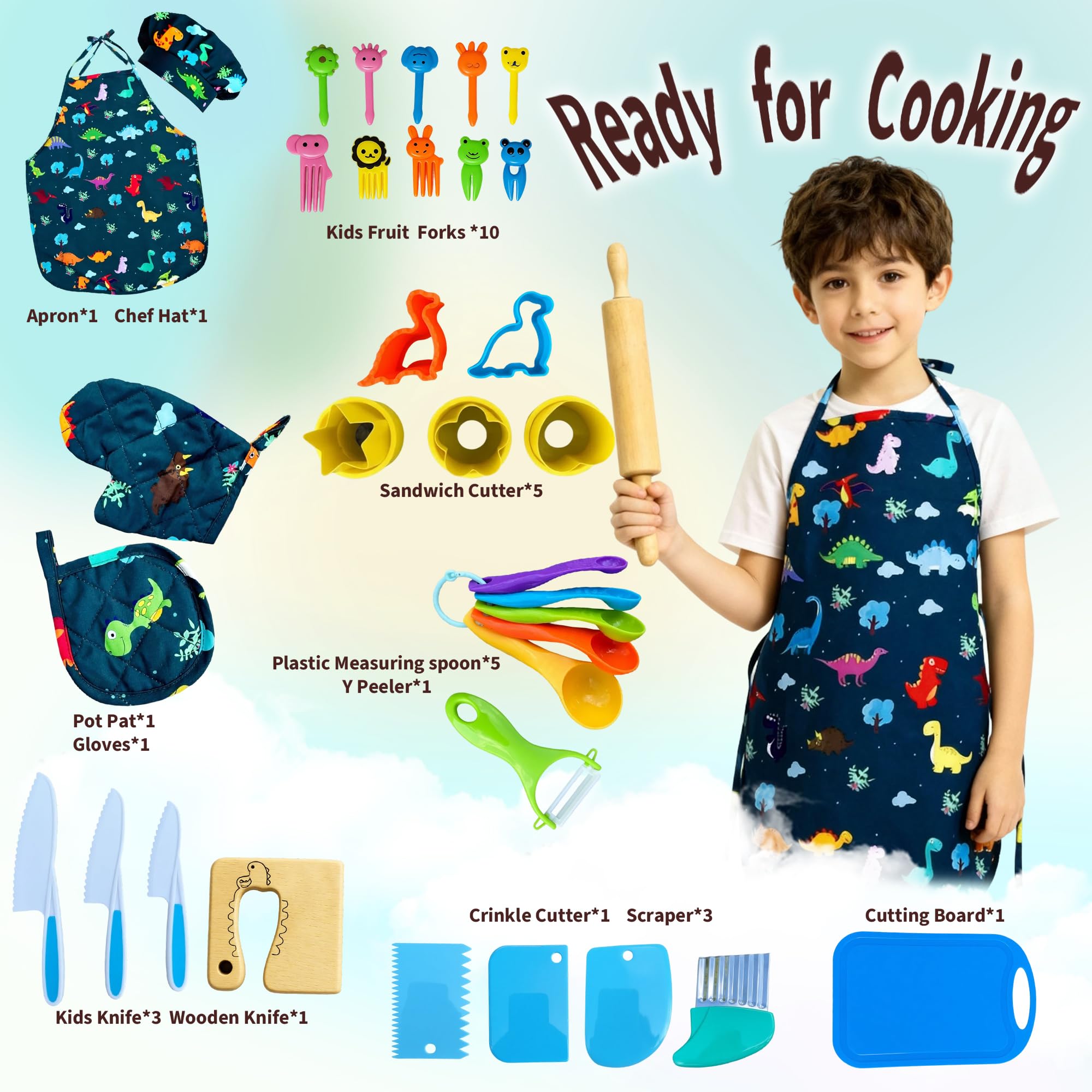 Lumiparty oven mitt and potholder protect tiny hands during kitchen pretend play.