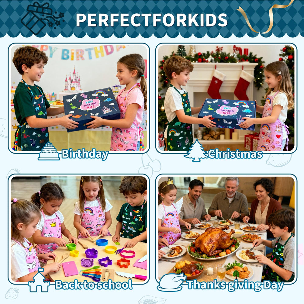 Lumiparty pink rainbow apron showcases fun design for creative baking activities.