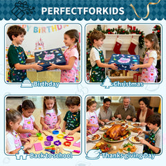 Lumiparty pink rainbow apron showcases fun design for creative baking activities.