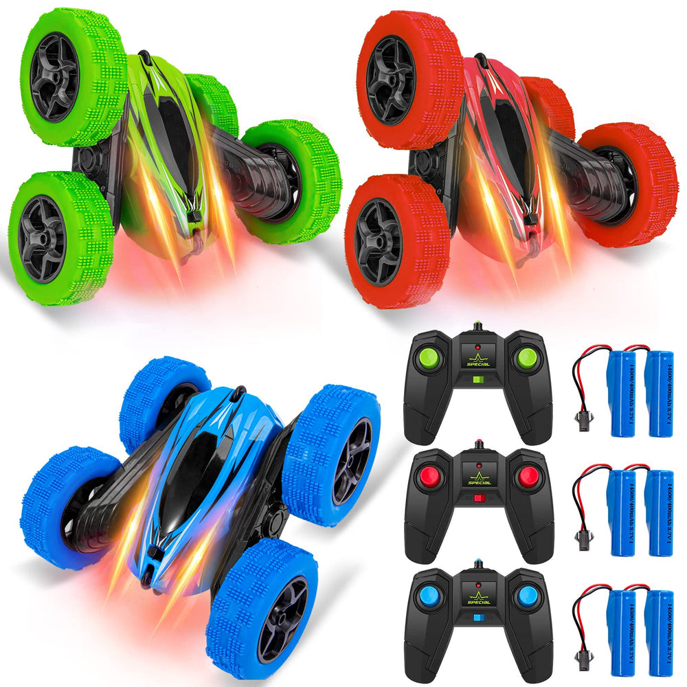 Lumiparty RC stunt car front view shows bold design for high-speed play.