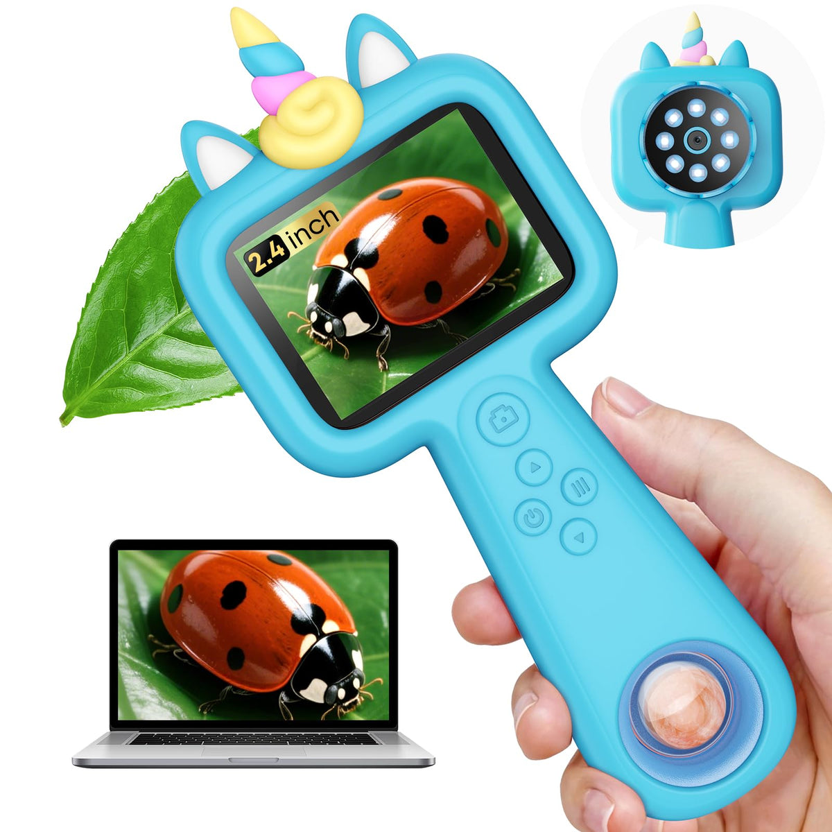 Lumiscp Pocket Microscope with 2.4-inch screen shows crisp real-time microscopy for curious kids