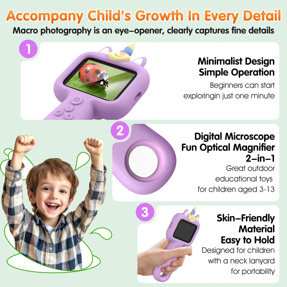 Lumiscp unicorn silicone cover protects and personalizes the microscope.