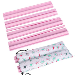 LUMIVIA pink wooden mahjong racks with pushers provide organized tile handling during games.
