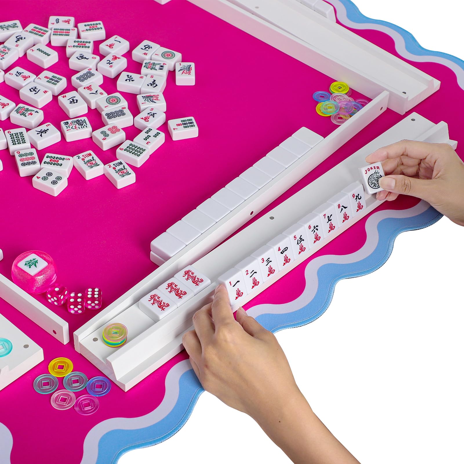 LUMIVIA mahjong racks set enables quick setup for games.