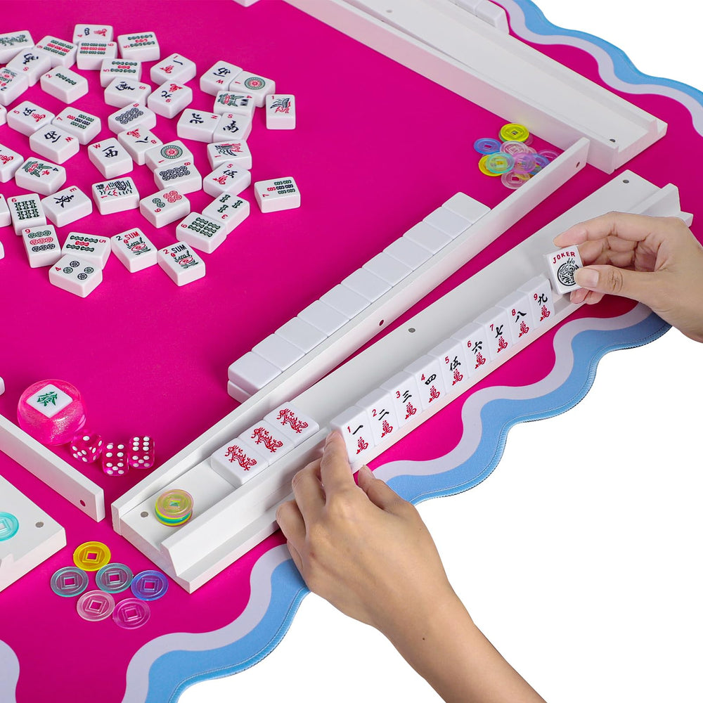 LUMIVIA mahjong racks set enables quick setup for games.