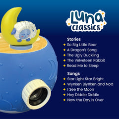 LUNA STORYTIME five stories and songs display supports gentle wind-down routines