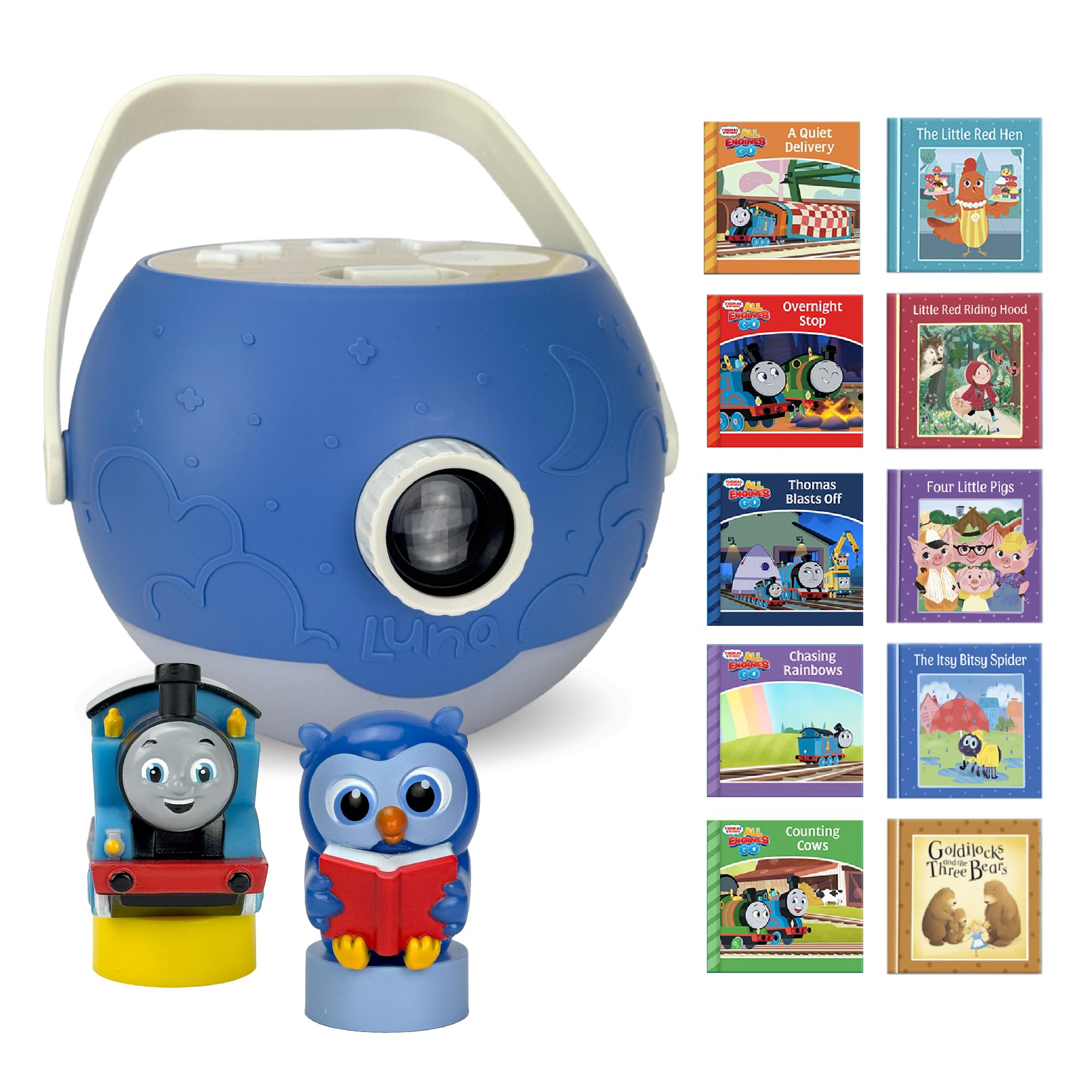 Luna StoryTime Projector with owl on top for soothing bedtime storytelling