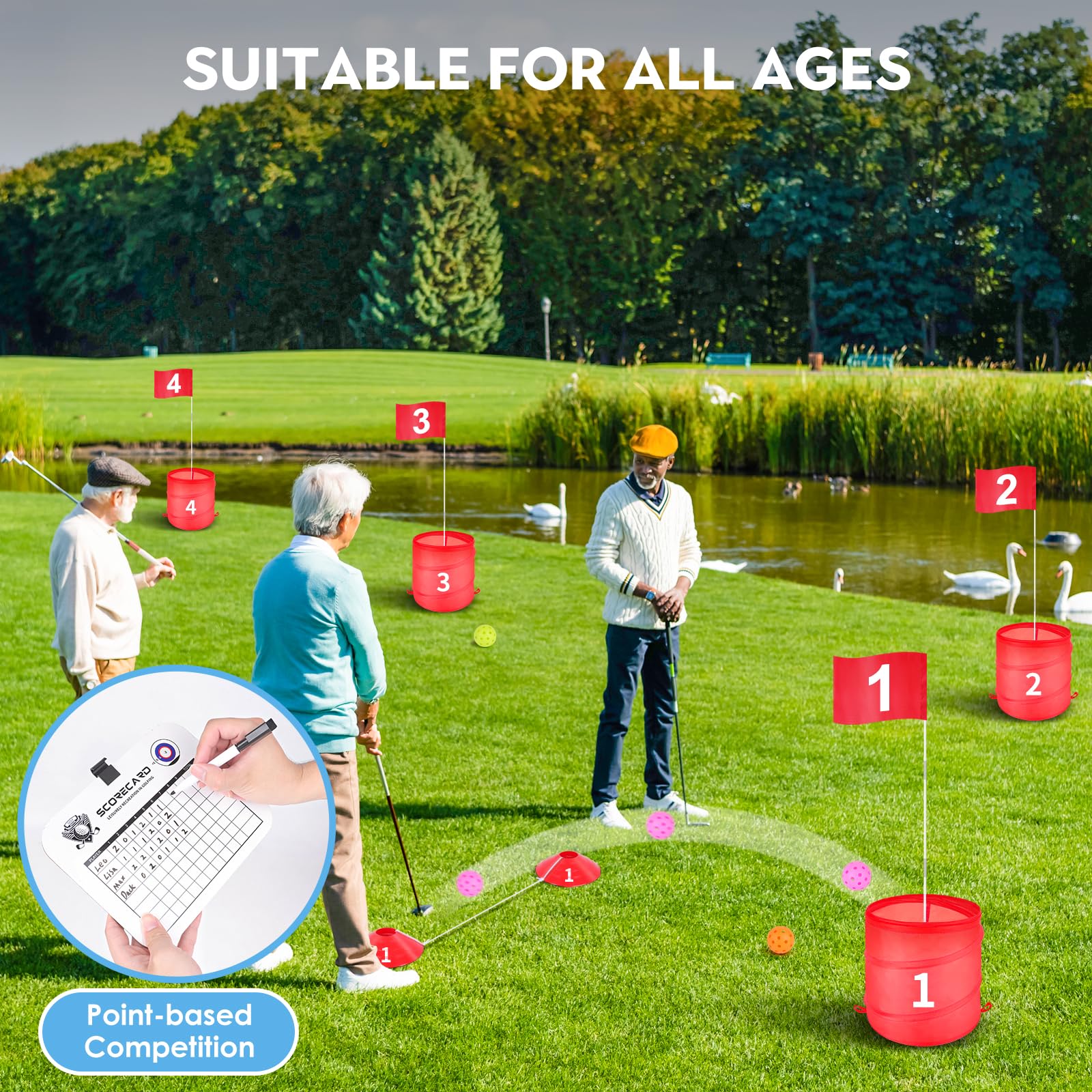 Lunalazeo flag sticks and targets for clear backyard aiming.