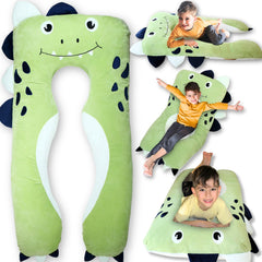 LUNAMIRA Dino 47-inch U-shape pillow offering cozy sleep support for kids