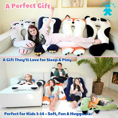 LUNAMIRA Fox Kids Body Pillow gift-ready packaging and plush charm