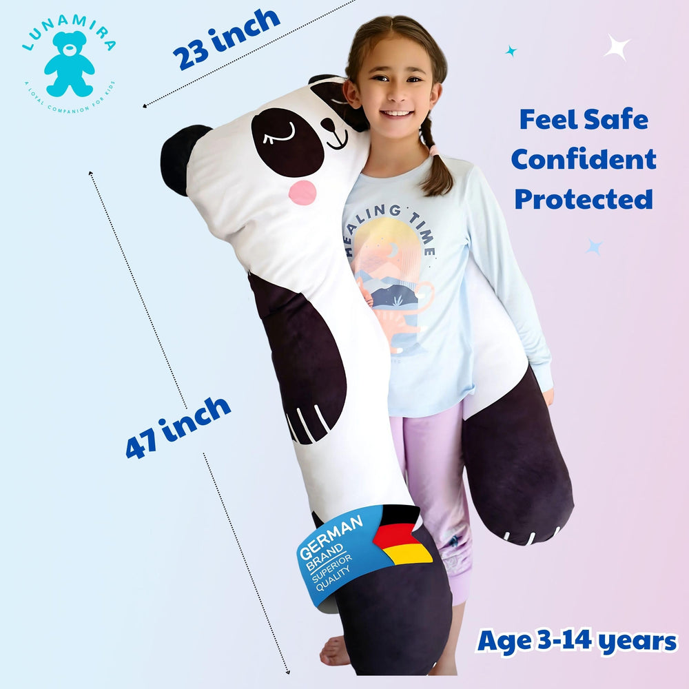 LUNAMIRA Panda Kids Body Pillow breathable cover highlights skin-friendly use