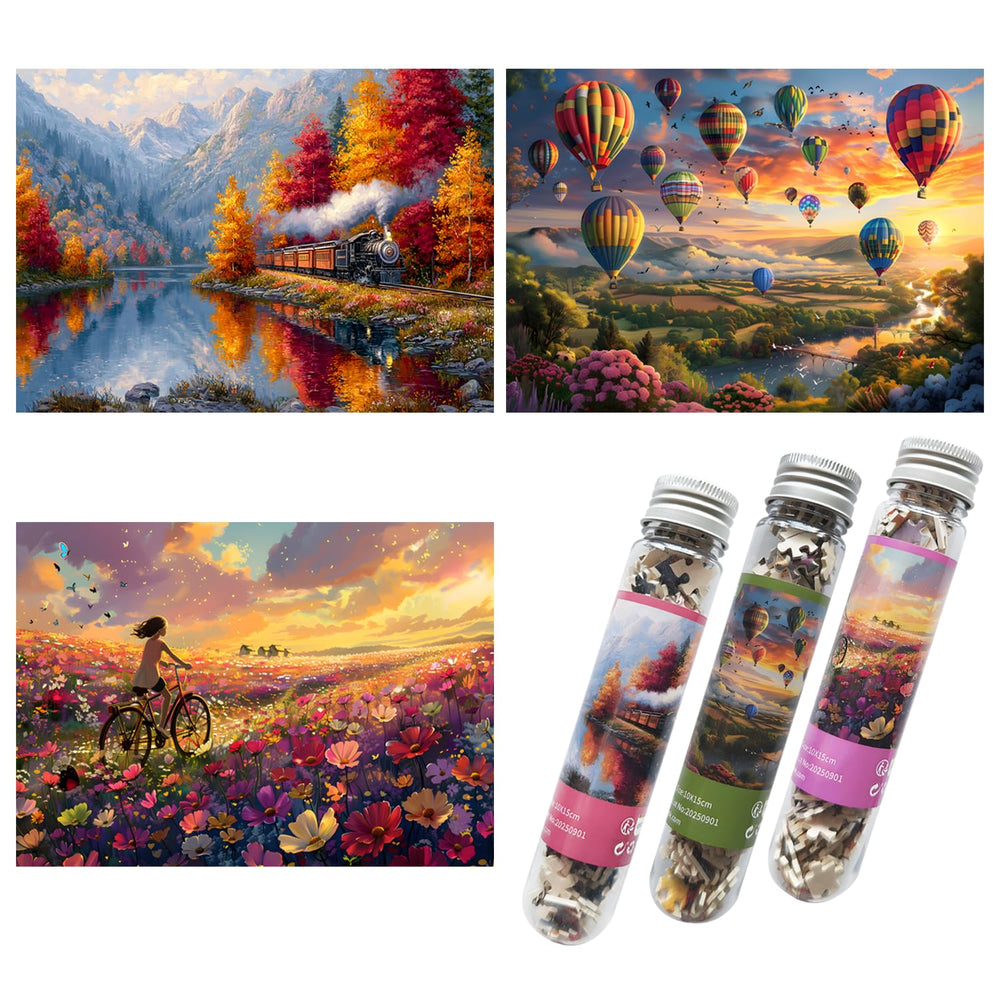 Luneko small puzzle train scene—portable 150-piece activity for on-the-go relaxation.