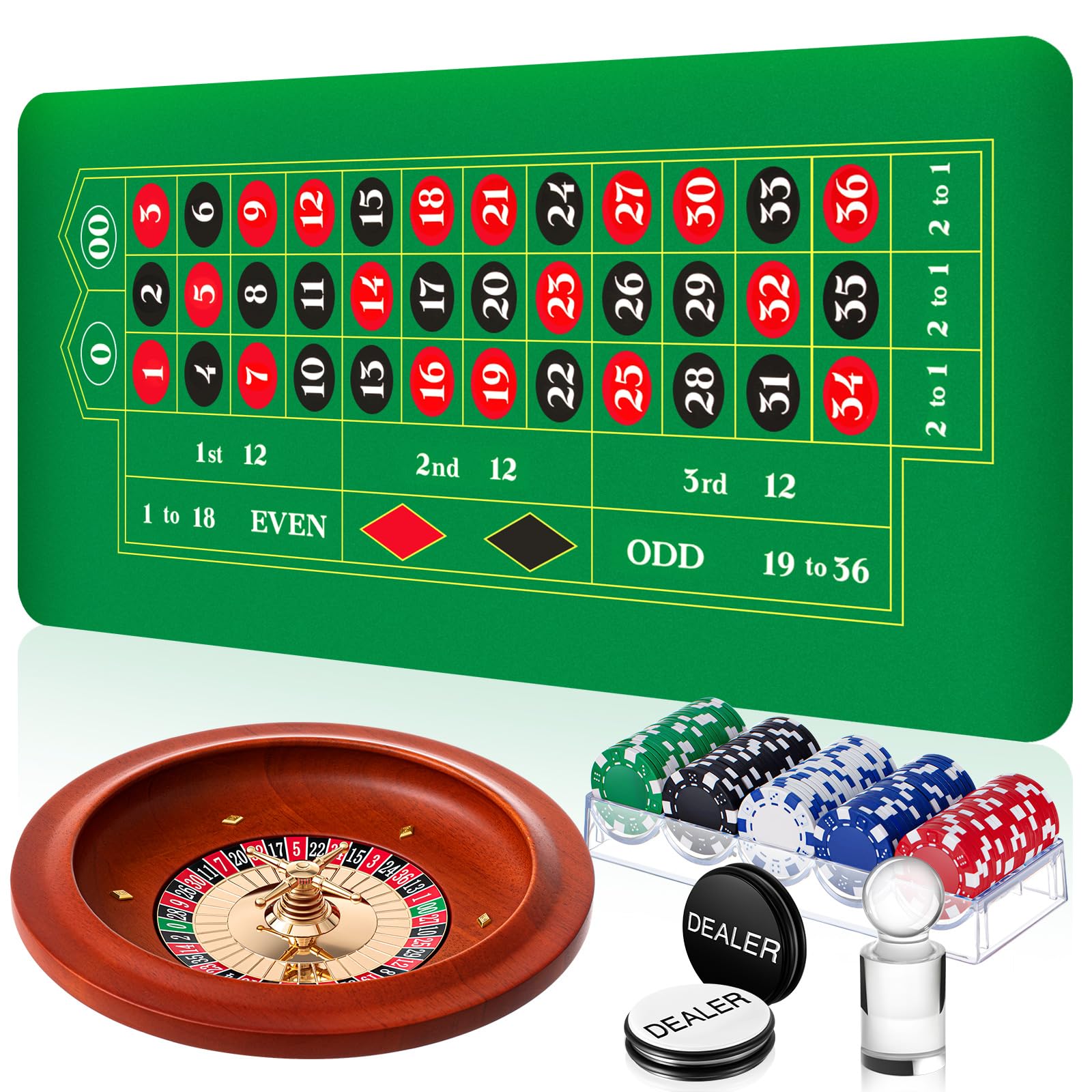 Lunmon roulette wheel 11-inch wooden spinning for home casino fun