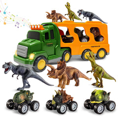 Lunoppy dinosaur truck with 3 cars inspires imaginative transport adventures.