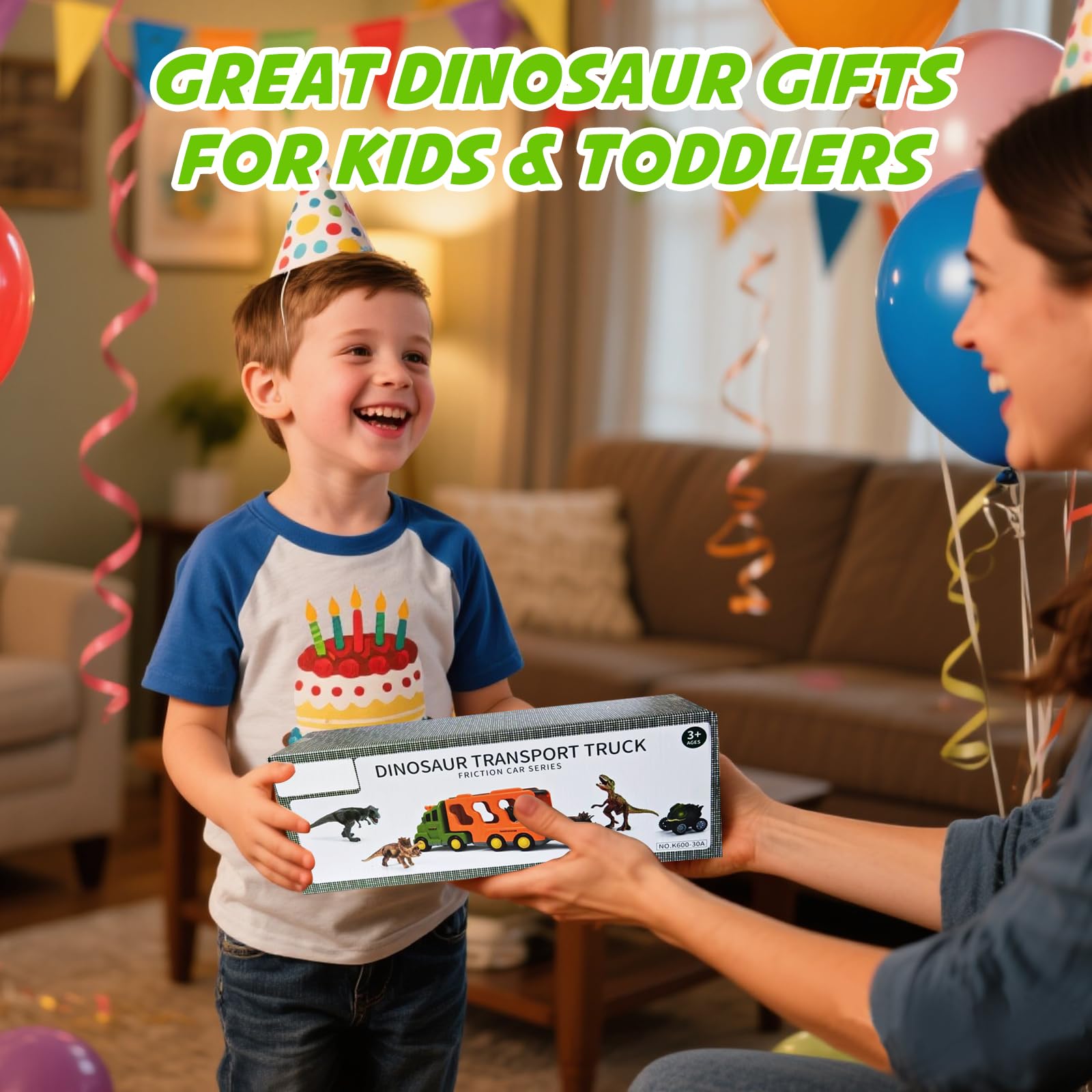 Lunoppy dinosaur truck play set makes a great gift for kids.