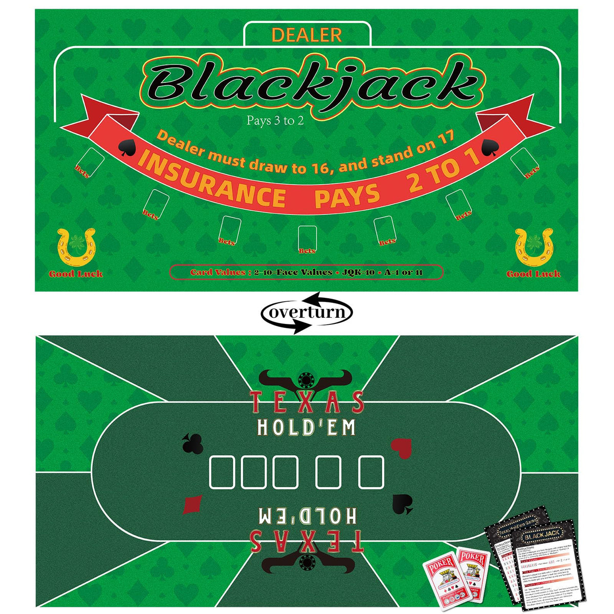 Lunorvexia double-sided poker mat Texas Hold'em side for casual home games