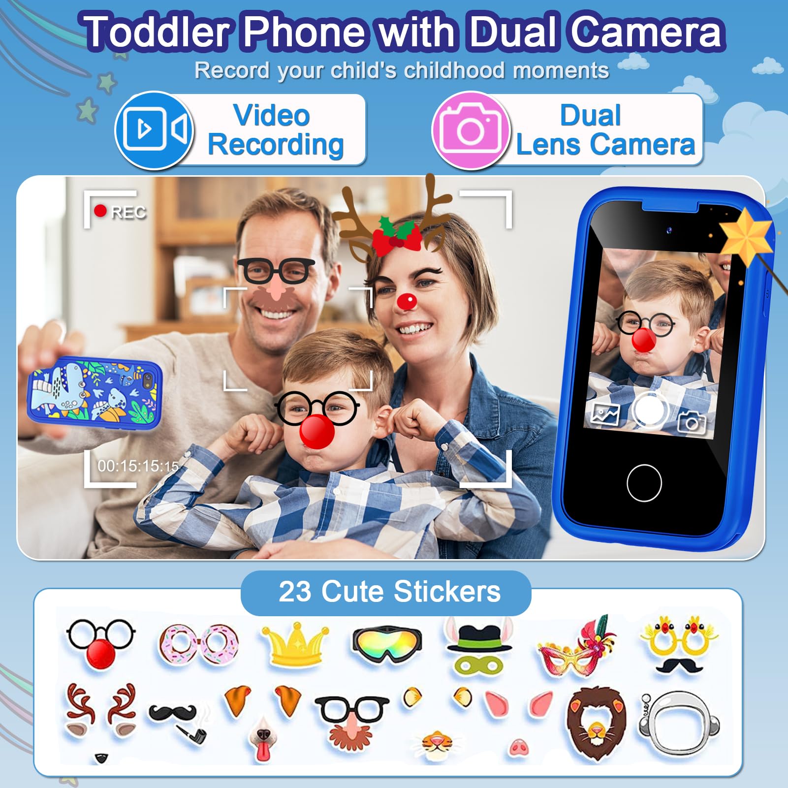 Luoba Kids Phone blue dual-camera for selfies