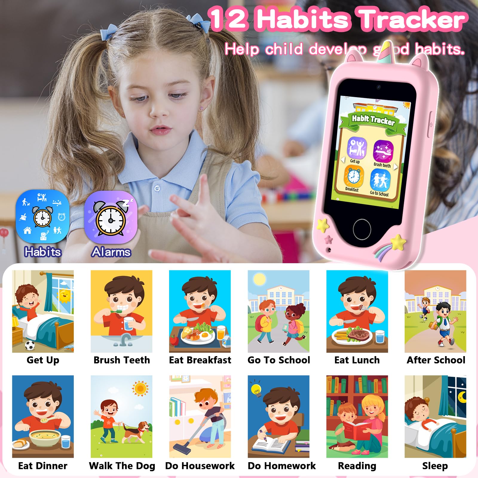 Luoba Kids Phone lanyard image highlights secure portability.
