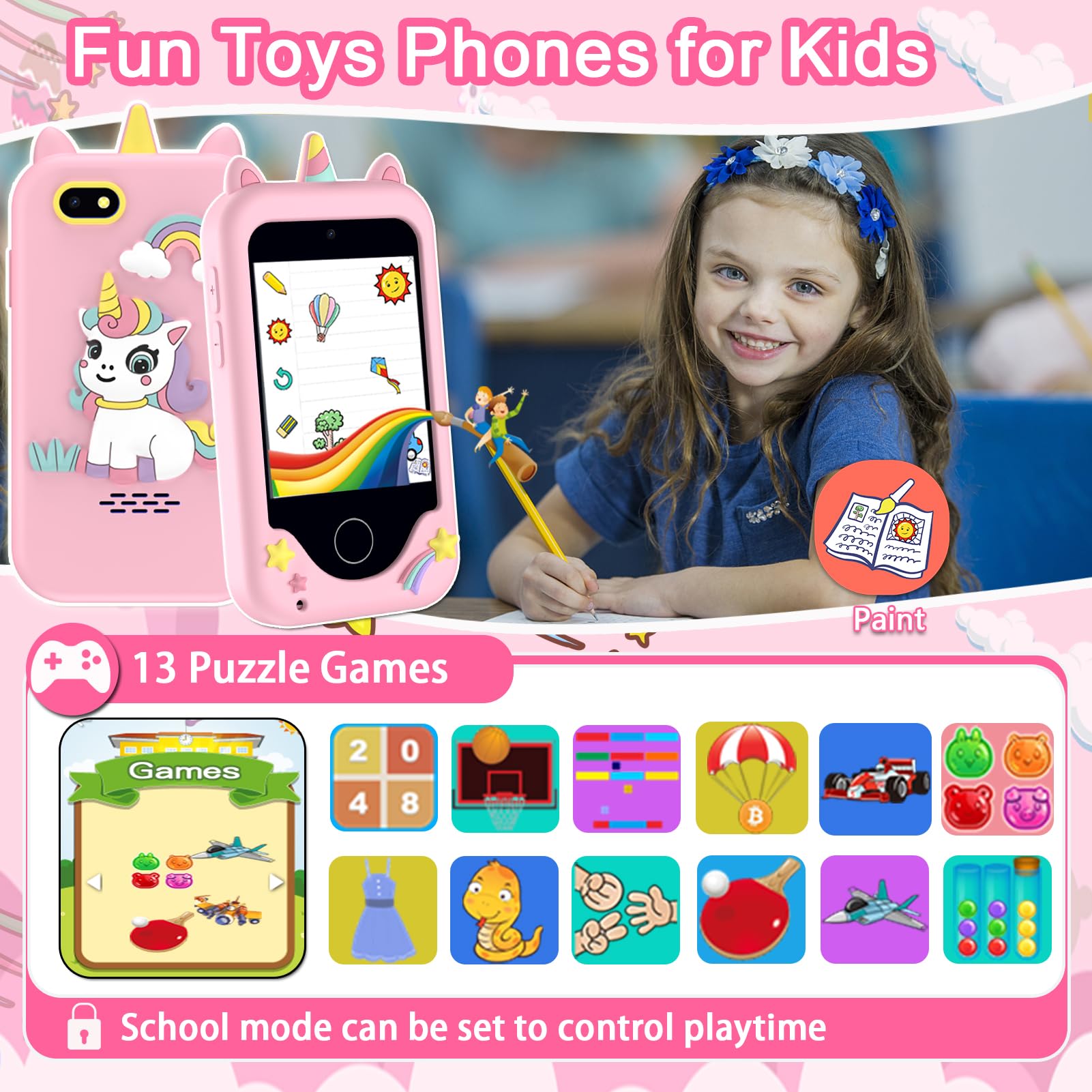 Luoba Kids Phone silicone-case image shows drop-proof protection.