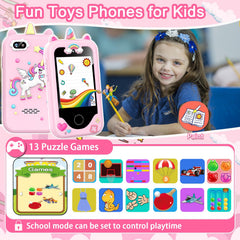 Luoba kids phone pink with 8GB memory card for music and stories