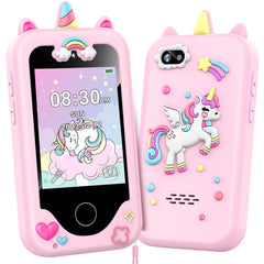 Luoba Kids Smart Phone pink front view with 2.8-inch touchscreen for learning and play