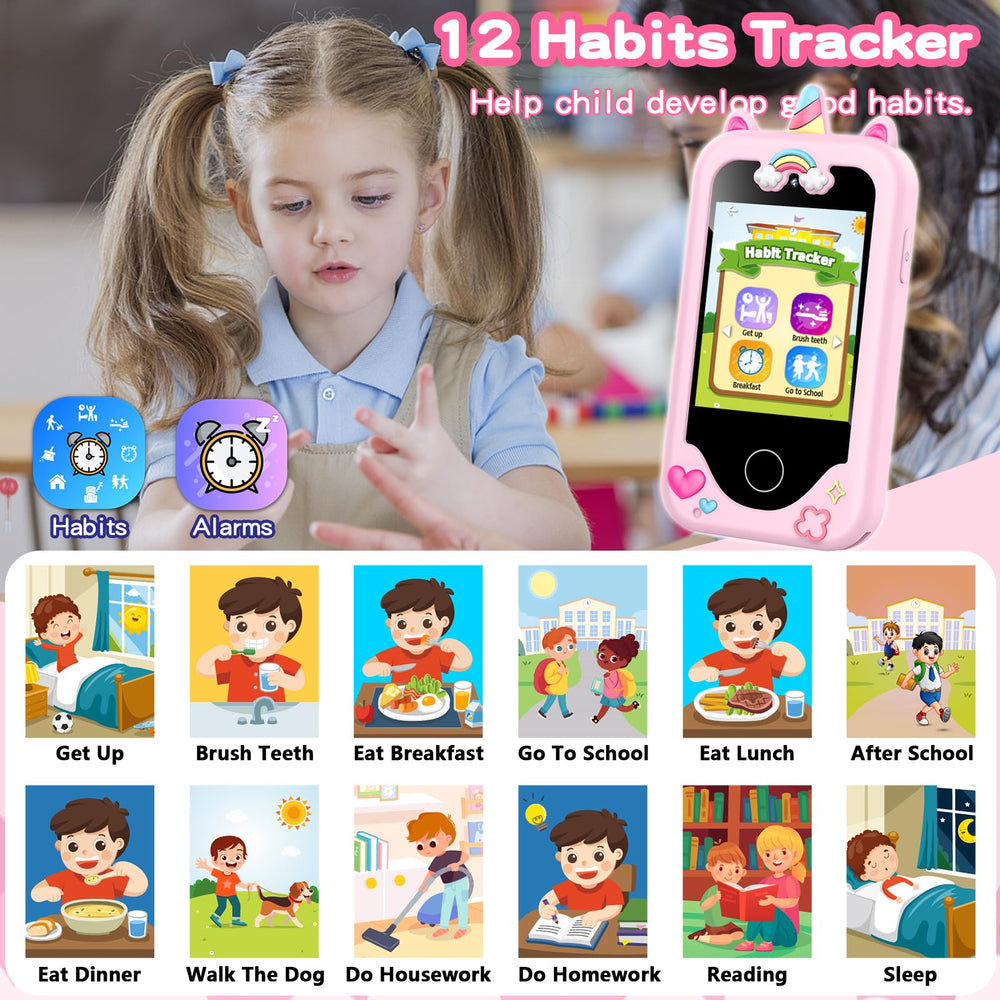 Luoba kids phone pink with 23 stickers for personalized photos
