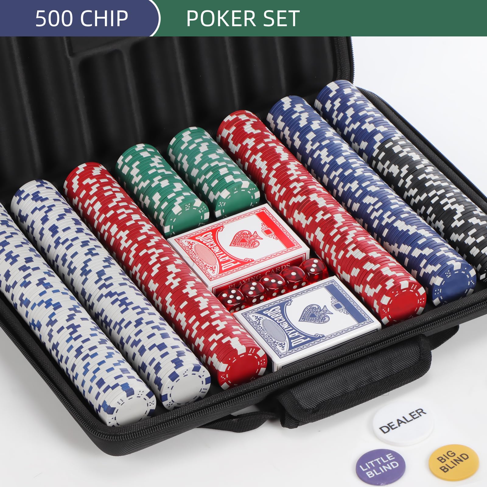 LUOBAO poker chips briefcase encases the set for easy transport and organized storage.