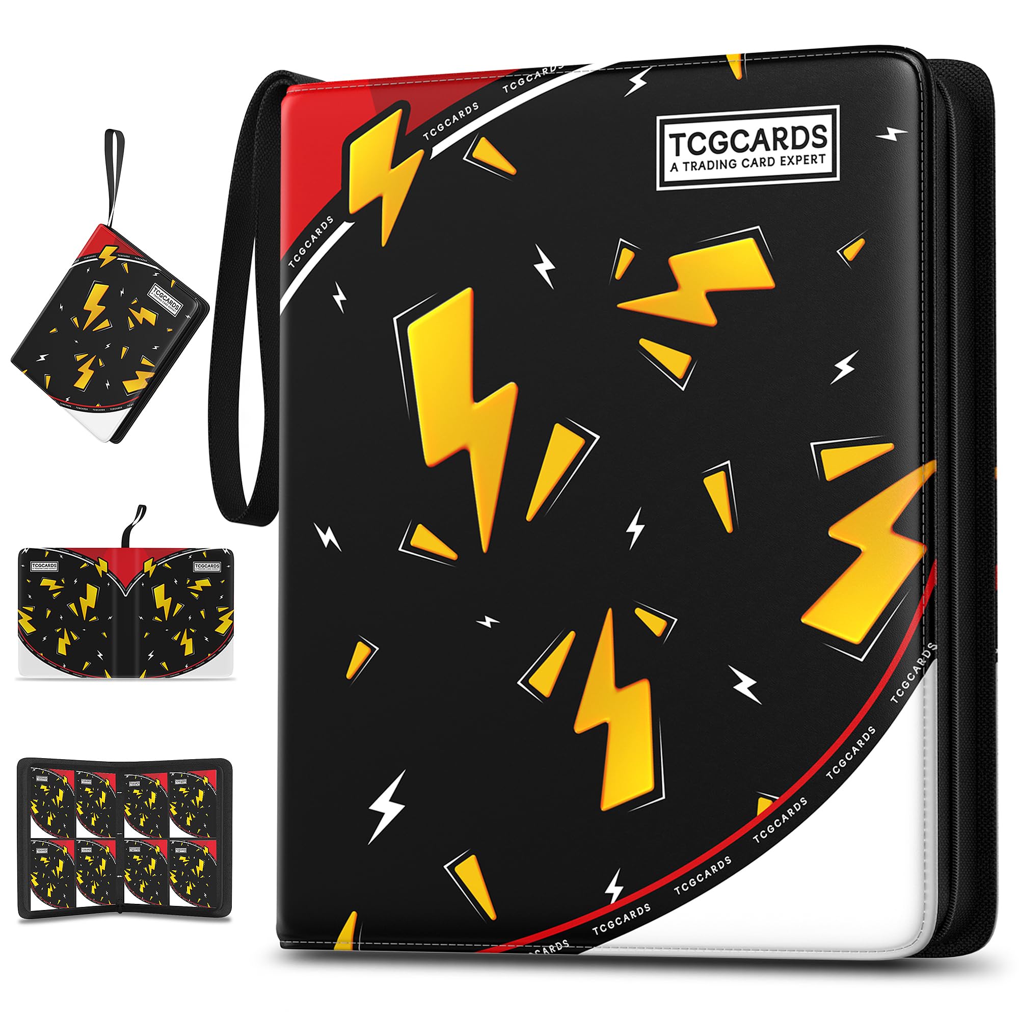 Luporia 4-pocket binder open showing organized 400-card capacity for MTG and TCG.